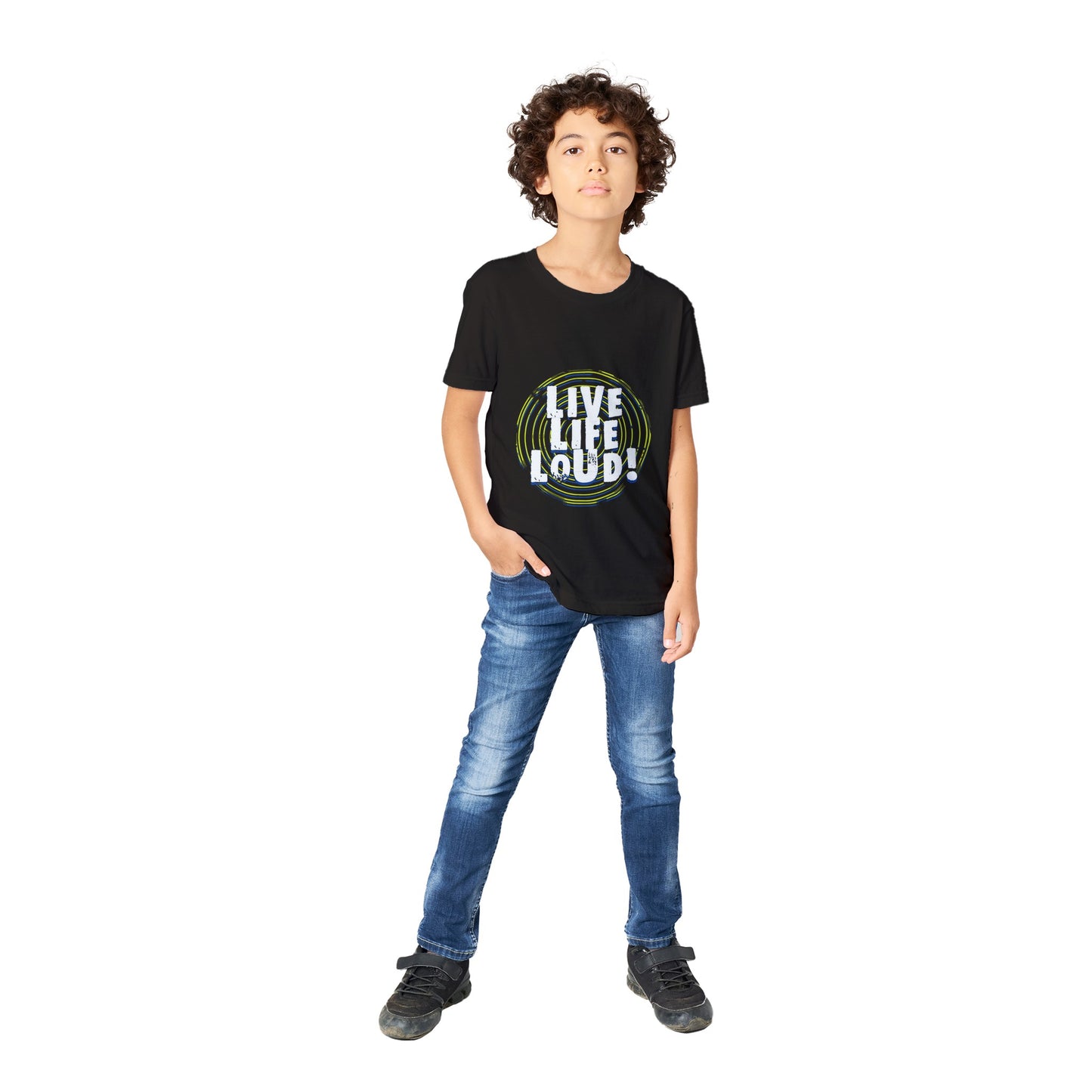 Live Life Loud Green Premium Kids Crewneck T-shirt
