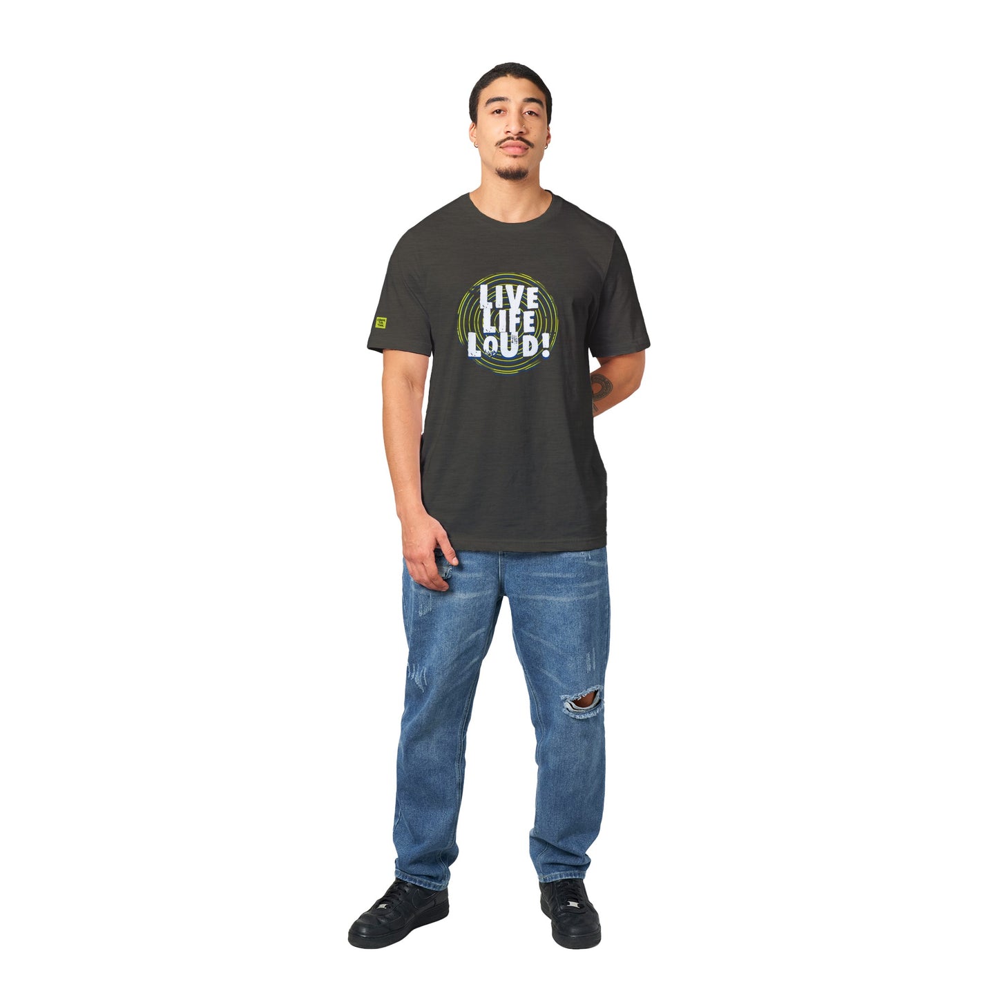 Live Life Loud Green Triblend Unisex Crewneck T-shirt