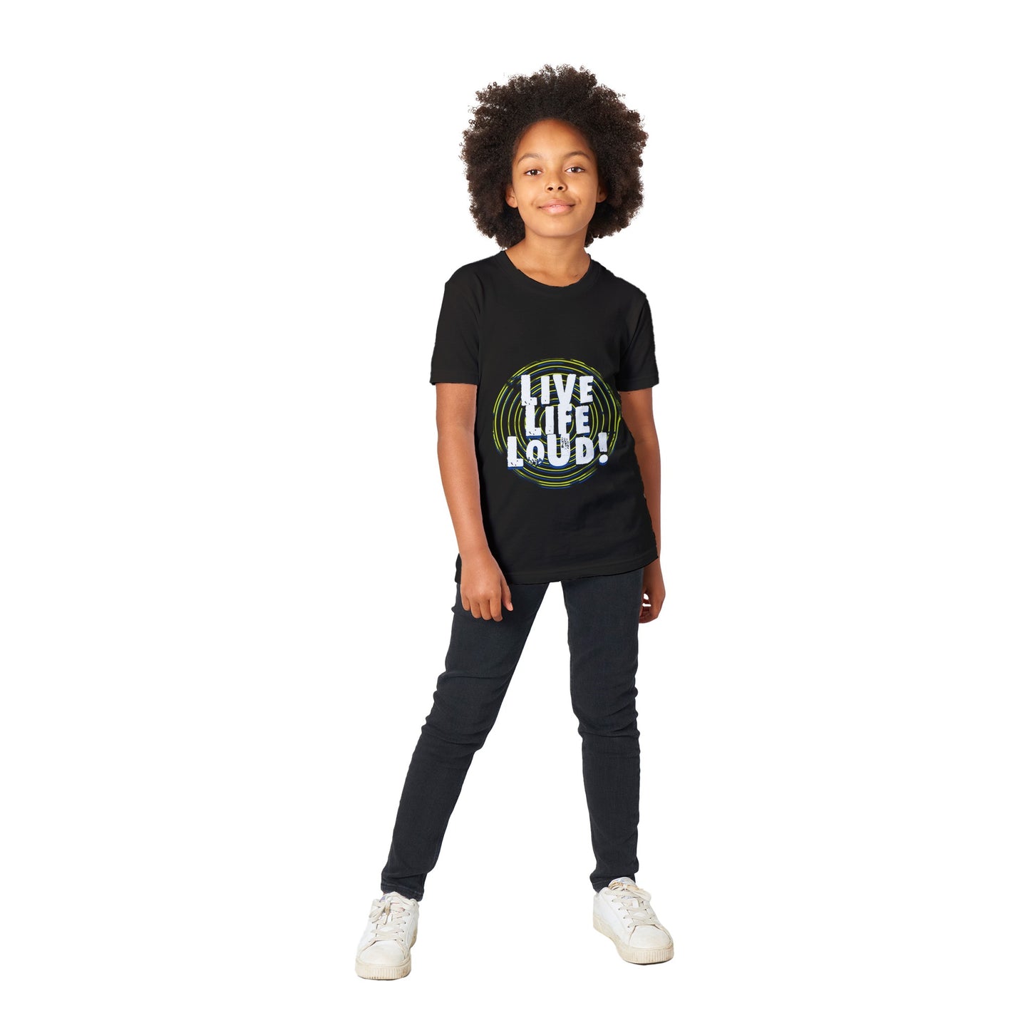 Live Life Loud Green Premium Kids Crewneck T-shirt