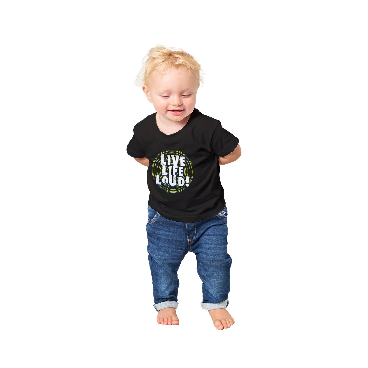 Live Life Loud Green Classic Baby Crewneck T-shirt