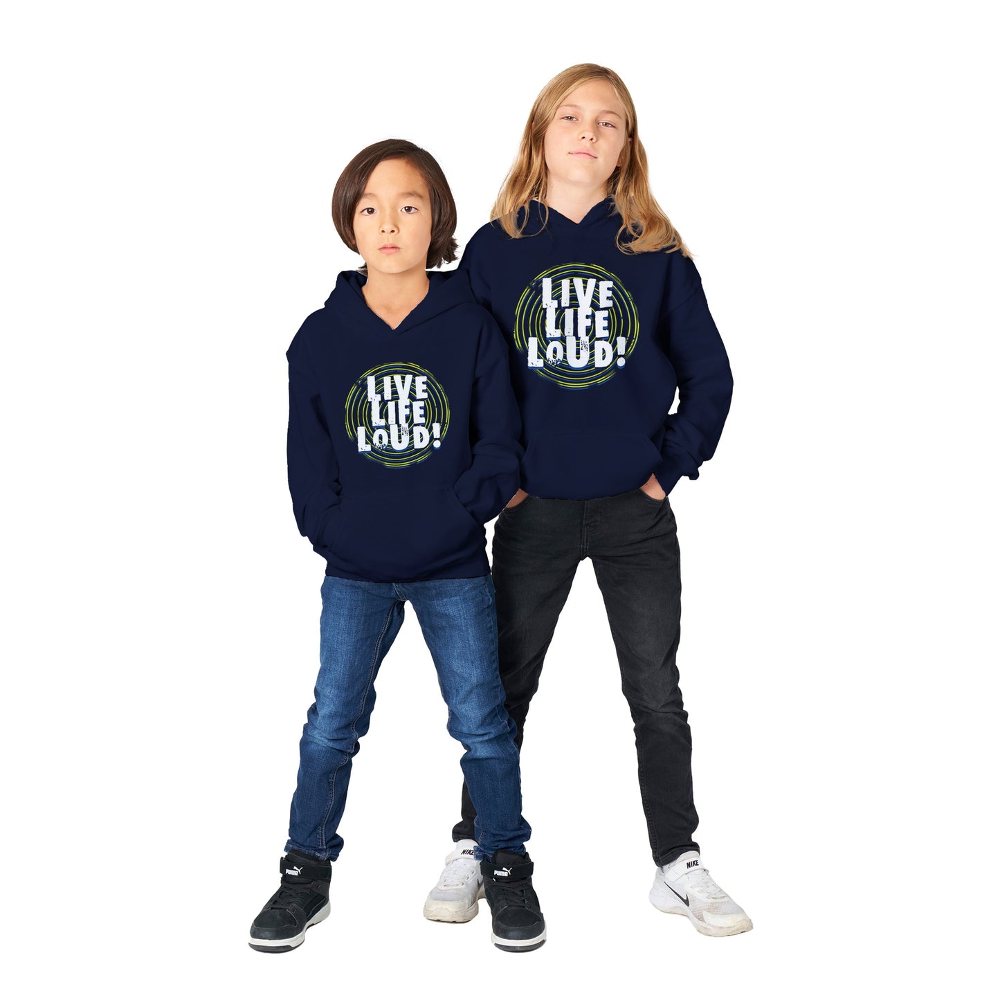 Live Life Loud Green Classic Kids Pullover Hoodie