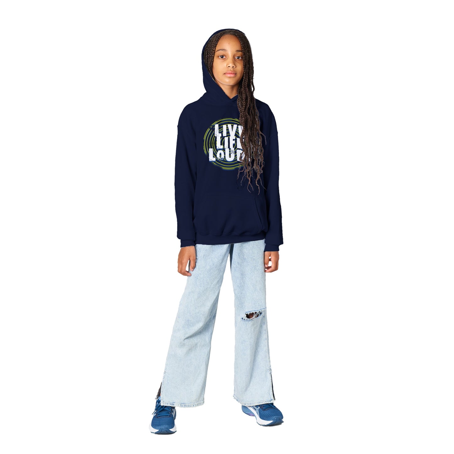 Live Life Loud Green Classic Kids Pullover Hoodie