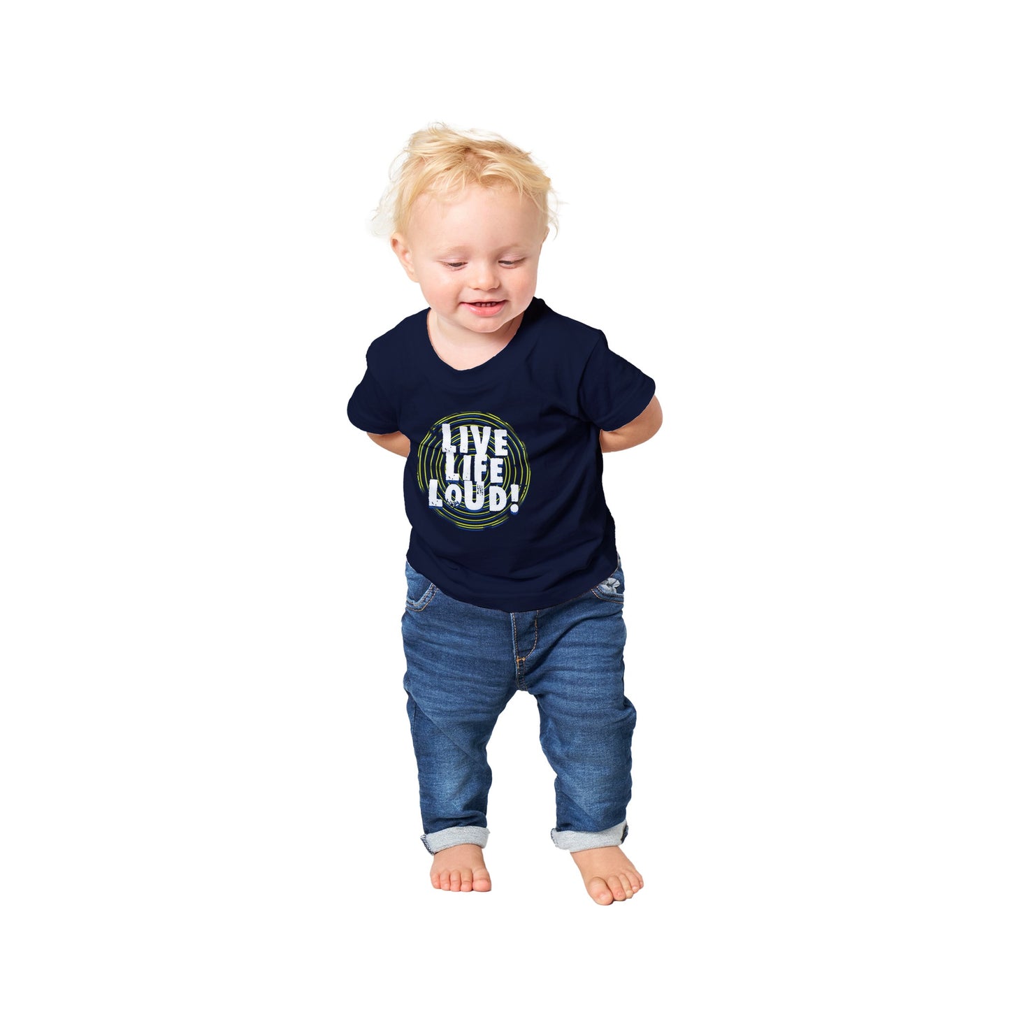 Live Life Loud Green Classic Baby Crewneck T-shirt