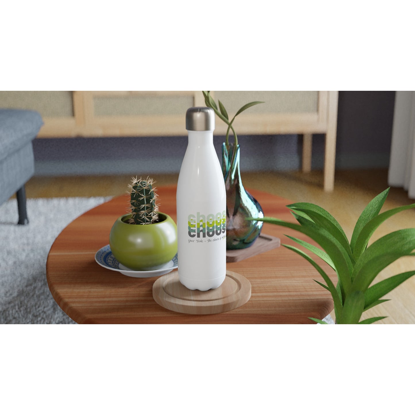 Choose Green 17oz Stainless Steel Water Bottle