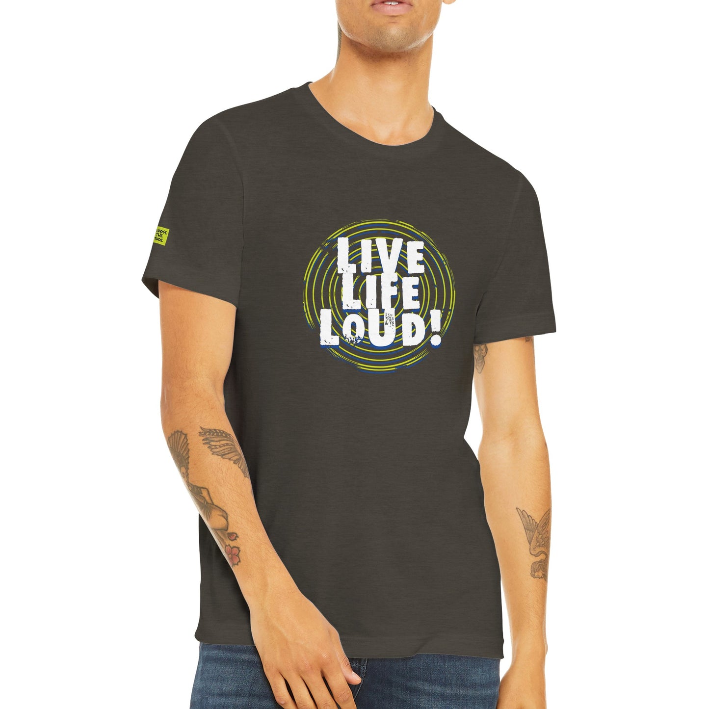 Live Life Loud Green Triblend Unisex Crewneck T-shirt
