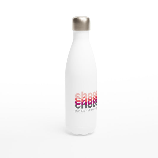 Choose Pink White 17oz Stainless Steel Water Bottle